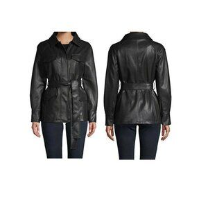 ⭐Bagatelle NYC Faux Leather Utility Black Sz S Womens Jacket belted 4 POCKETS